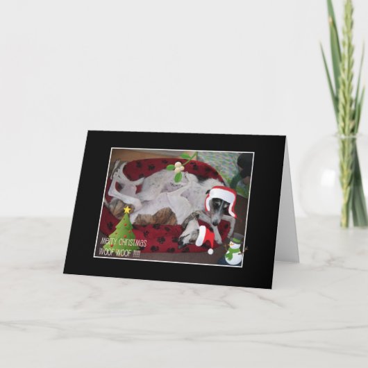 Een Lurcher Kerstmis Feestdagen Kaart (Voorkant)