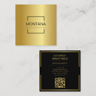 Een luxe gouden met qr-code vierkante visitekaartje