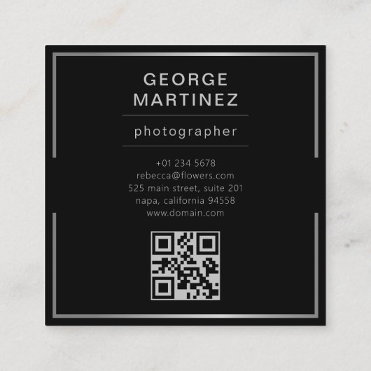 Een luxe zilver met qr-code contactkaartje (Achterkant)