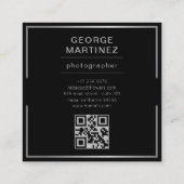 Een luxe zilver met qr-code vierkante visitekaartje (Achterkant)