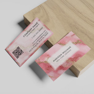 Een luxueuze roze marmeren achtergrond visitekaartje