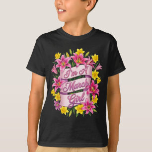 Een Maart meisje narcis geboortebloem vrouwen meis T-shirt