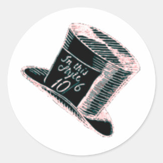 Een Mad Hatter-Pet in zwart met roze tint Ronde Sticker
