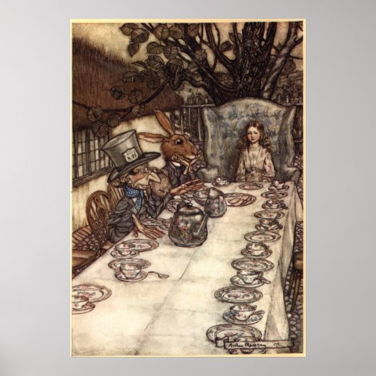 Een Mad Tea Party van Arthur Rackham Poster (Voorkant)