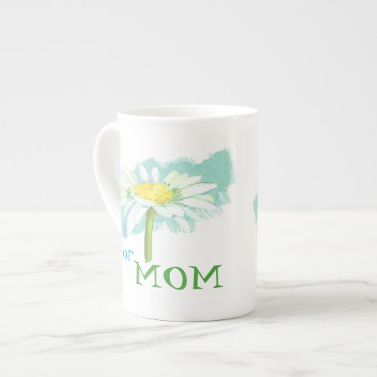Een madeliefje voor mama Bone China Mok (Voorkant links)
