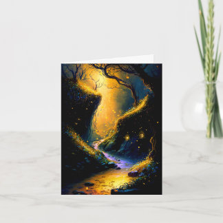 Een magisch fairy glen met vuurvliegend Wenskaart Kaart