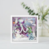 Een magisch moment dat de kerstman danst met kinde feestdagenkaart (Staand voorkant)