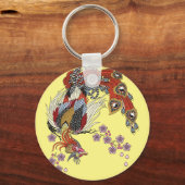 een magische fenix die op een bloesem sakura keyc  sleutelhanger (Voorkant)