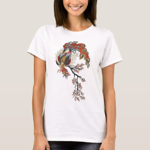 een magische fenix die op een lossom sakura zit t-shirt