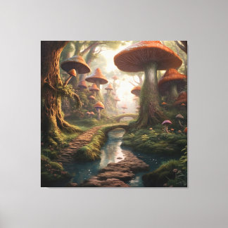 Een magische paddenstoel Wonderland Forest Canvas Afdruk