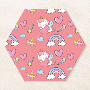 Een magische regenboog eenhoorn Gelukkig Verjaarda Kartonnen Onderzetters