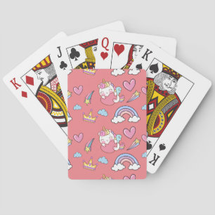 Een magische regenboog eenhoorn patroon verjaardag pokerkaarten