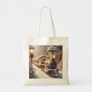Een magische winter wonderland kersttrein tote bag