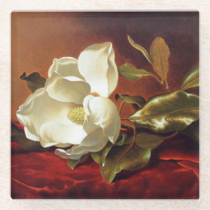 Een Magnolia op Red Velvet, beroemd schilderij, Glazen Onderzetter