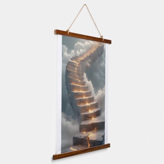 Een majestueuze, gebogen trap samengesteld uit lum hangend wandkleed (Gebogen)