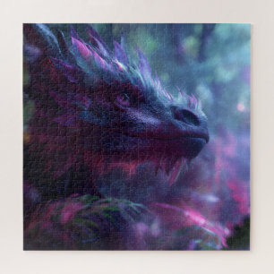Een majestueuze paarse fantasiedraak legpuzzel