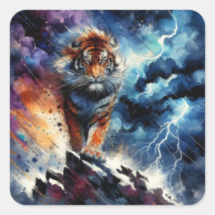Een majestueuze tijger vierkante sticker