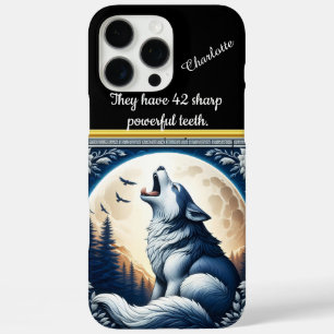 Een majestueuze wolf huilt bij de maanverlichte he iPhone 16 pro max hoesje