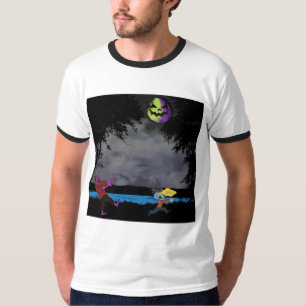 Een man achtervolgd door zombies t-shirt