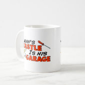 Een man CASTLE is zijn GARAGE Koffiemok (Voorkant links)