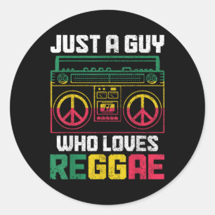 Een man die houdt van reggae muziek Jamaica Vintag Ronde Sticker