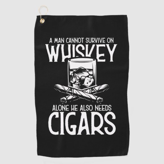 Een Man die van whisky en sigaar houdt Golfhanddoek (Voorkant)