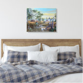 Een man en zijn hond... Southern Style. Canvas Afdruk (Insitu (Slaapkamer))