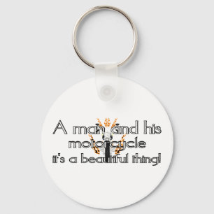 Een man en zijn motorfiets sleutelhanger