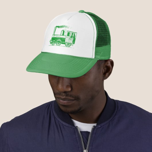 Een Man en zijn trein - groen gras Trucker Pet (In situ)