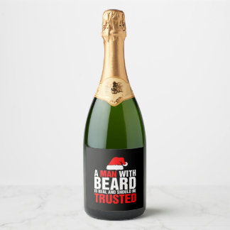 Een Man met baard is echt en moet worden vertrouwd Sparkling Wijnetiket