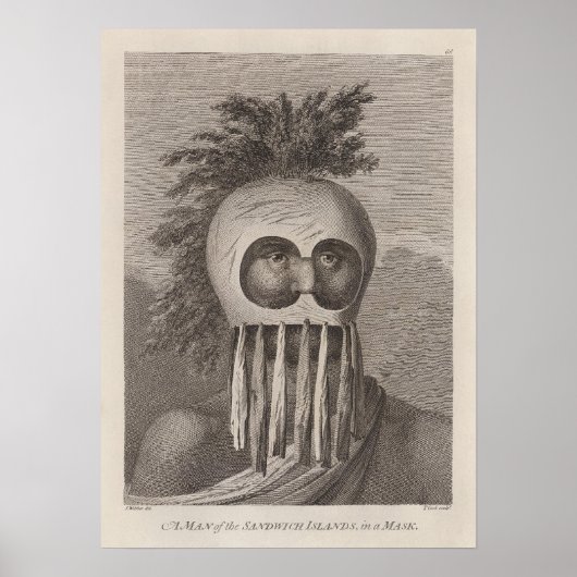 Een Man van de Sandwich-eilanden in een Masker - c Poster (Voorkant)