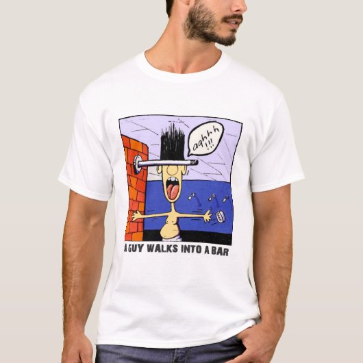EEN MAN WALKT IN EEN BAR T-shirt (Voorkant)