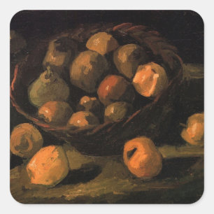 Een mand appels van Vincent van Gogh Vierkante Sticker