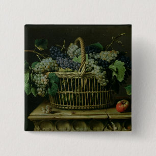 Een mand van druiven vierkante button 5,1 cm