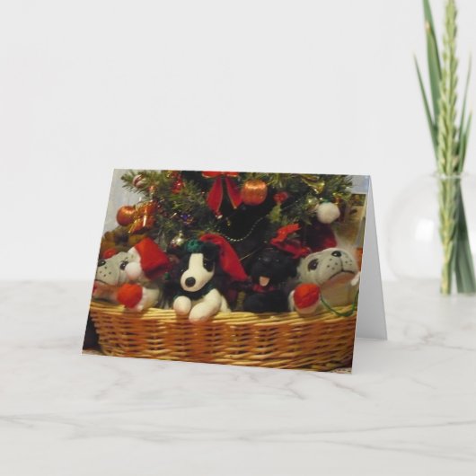 Een mand van Puppies Holiday Note Kaart (Voorkant)