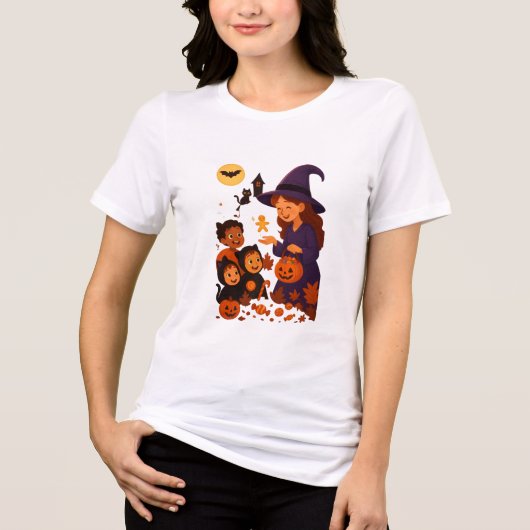 Een mand vol met Halloween glimlach Tri-Blend Shirt (Voorkant)