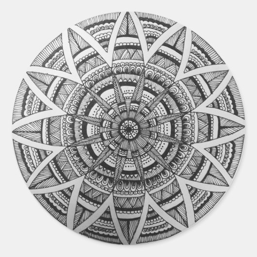 Een mandala design knop ronde sticker (Voorkant)