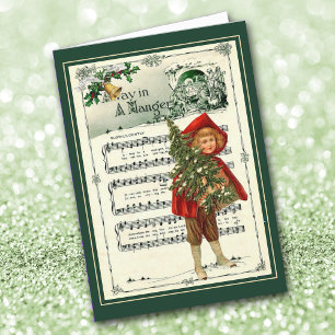 Een Manger Music Art Kerstkaart Feestdagen Kaart
