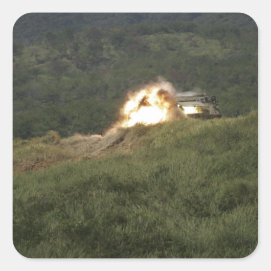 Een marinier scoort een directe hit vierkante sticker (Voorkant)