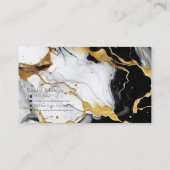 Een marmeren patroon in zwart, wit en goud visitekaartje (Achterkant)