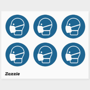 Een masker draag ronde sticker
