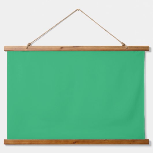 Een massief groen vierkant op een witte achtergron hangend wandkleed (Voorkant)