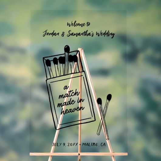 Een Match Made Hemel Bruiloft Welkom Acryl Teken Acryl Bord (Neutraal)