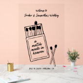 Een Match Made Hemel Bruiloft Welkom Acryl Teken Bord (Huwelijk)