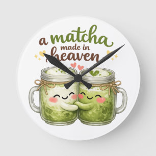 Een Matcha Hemels Gebonden Schattig Grappige Pun Ronde Klok