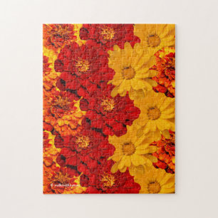 Een Medley van de Rode Gele en Oranje Marigolds Legpuzzel