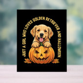 Een meisje dat dol is op Golden Retrievers Acryl Bord (Neutraal)