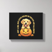 Een meisje dat dol is op Golden Retrievers Canvas Afdruk (Voorkant)