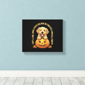 Een meisje dat dol is op Golden Retrievers Canvas Afdruk (Insitu (Houten vloer))