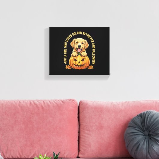 Een meisje dat dol is op Golden Retrievers Canvas Afdruk (Insitu (Woonkamer))